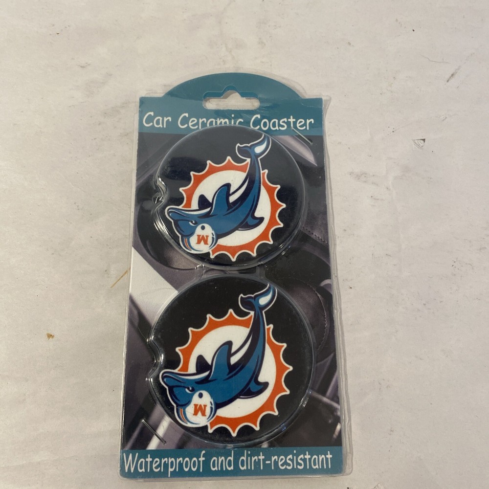 Ceramic Car Coasters Miami Dolphins logo