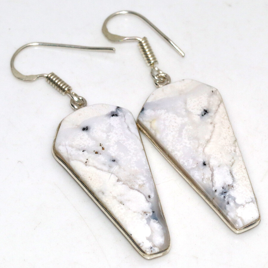 Dendritic Opal 925 Silver Plated Gemstone Earrings 2
