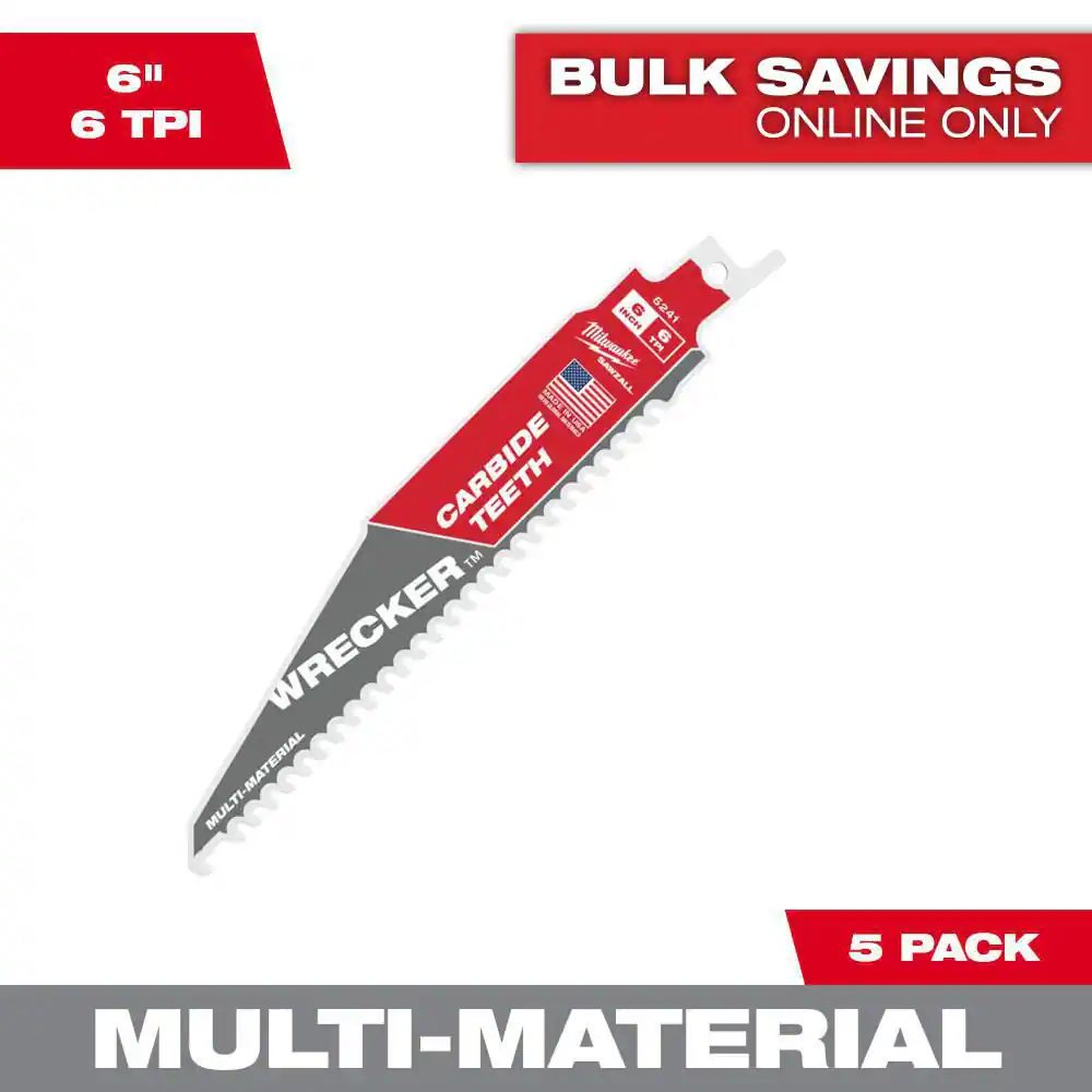6-Inch 6 TPI Carbide Wrecker Sawzall Blade for Multi-Material Cutting