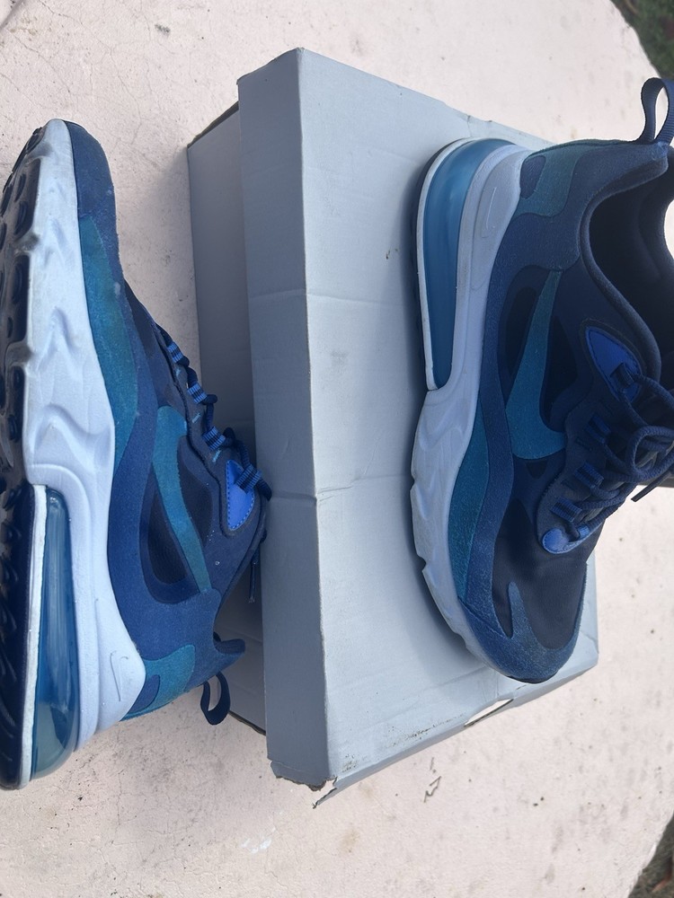 Nike Air Max 270 React Blue Black Low Top Athletic Sneakers for Men