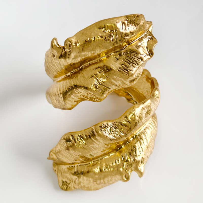 Retro Zara Leaf Statement Bangle Cuff for Women - Perfect Party Vacation Jewelry Gift