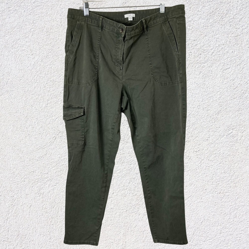 J. Jill Women Army Green Cargo Straight Leg Khaki Pants 18 Utility Y2K Casual