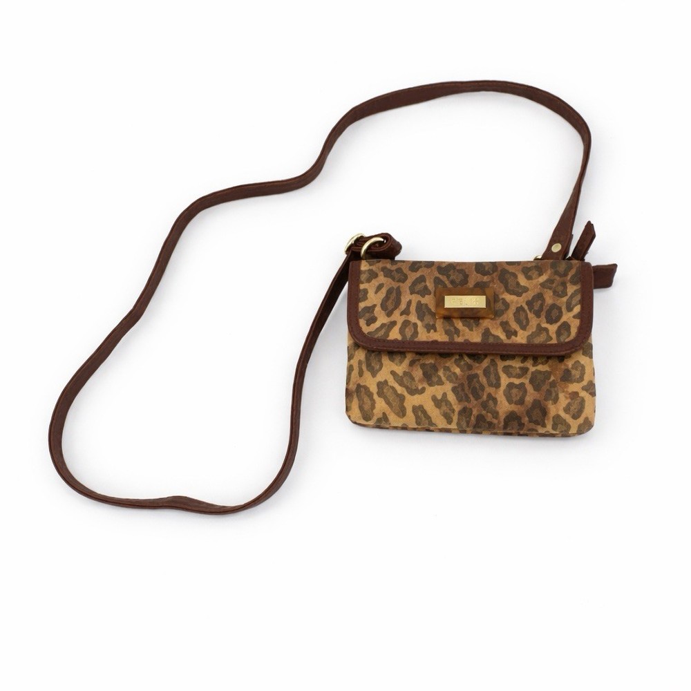 Relic Leopard Print Crossbody Wallet Bag Brown and Tan Strap Zip Snap