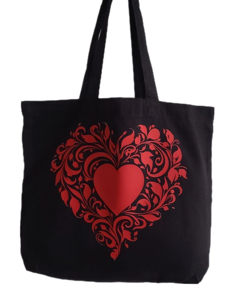 Trendy Red Heart Tote Bag for Everyday Use and Fashionable Style