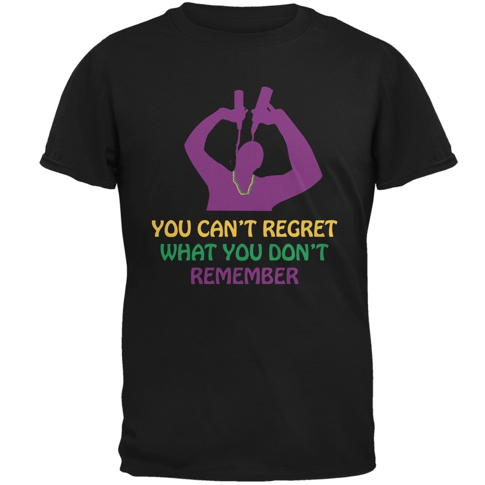 Mardi Gras Cant Regret Retro Black Adult T-Shirt