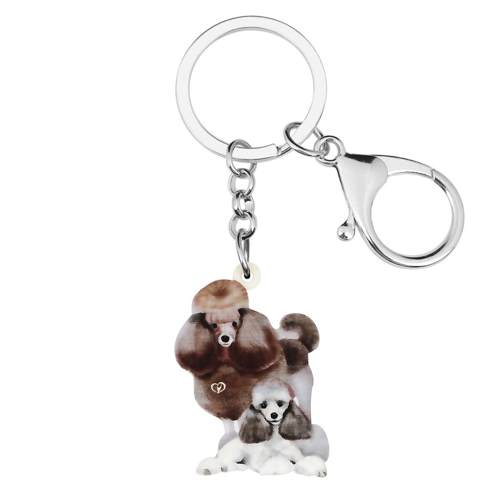 Mothers Day Acrylic Poodle Dog Keychains Puppy Car Keyrings Gifts Jewelry Charms-image