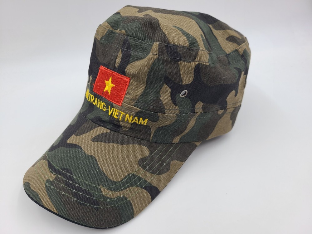 Nha Trang Vietnam Camo Cadet Military Strapback Adjustable Hat Cap Green Brown