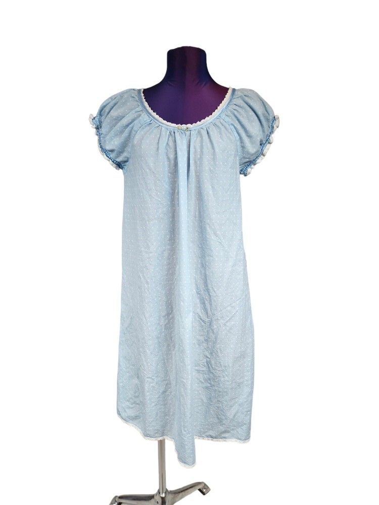 Charter Club Intimates Blue White Polka Dots Midi Nightie Size Large Women E36