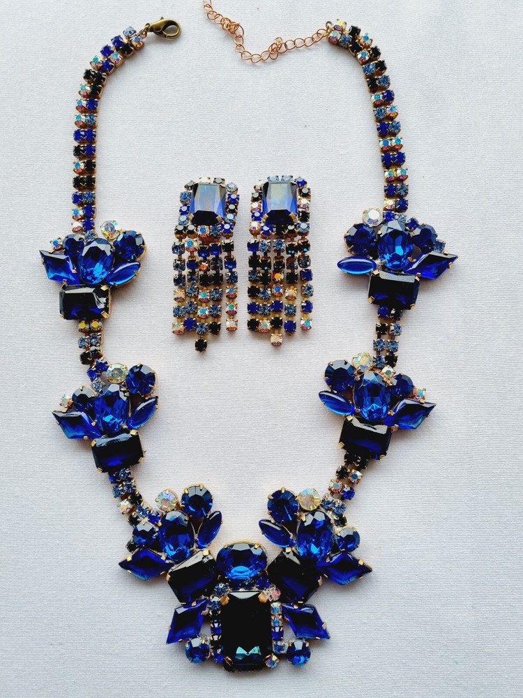 EXLUSIVE Czech glass Vintage Necklace Set nice Rhinestone