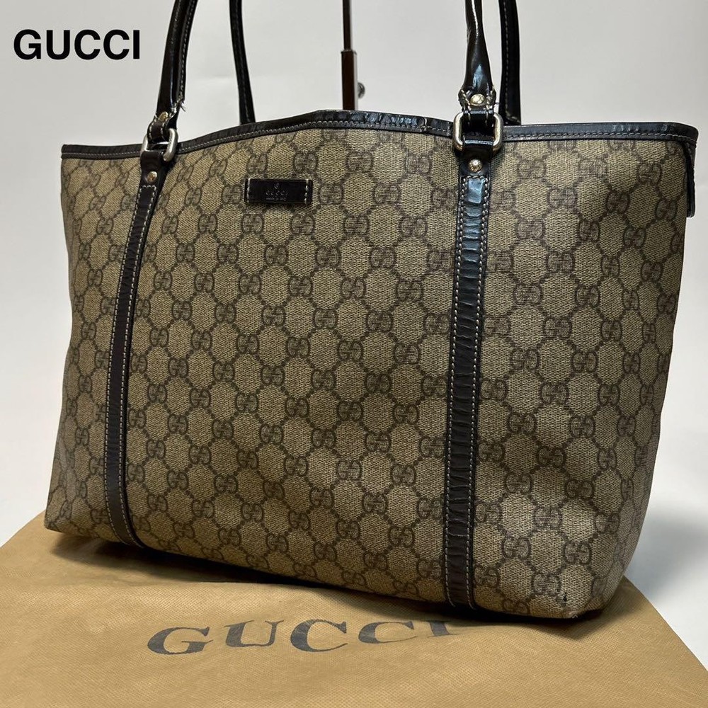 Gucci GG Supreme Leather PVC Tote Shoulder Bag in Excellent Condition