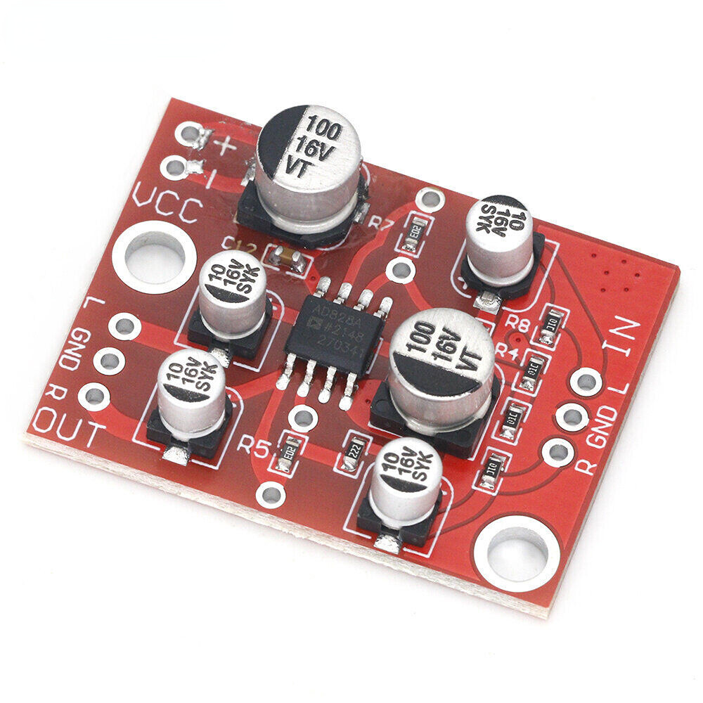 DC 5V-15V AD828 Stereo Preamp Power Amplifier Board Preamplifier Module