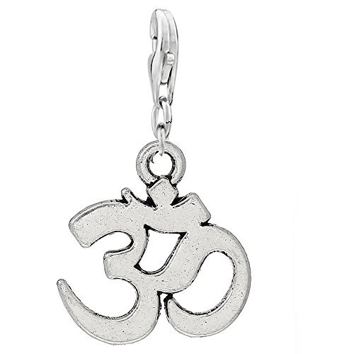 Ohm Symbol Clip On For Bracelet Charm Pendant for European Charm Jewelry w/ Lobs