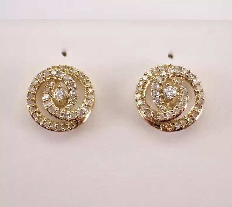 2.00Ct Round Cut Moissanite Stunning Fancy Stud Earring 14k Yellow Gold Plated