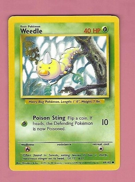 Weedle 069/102 Base Set Pokemon TCG Card Regular Edition