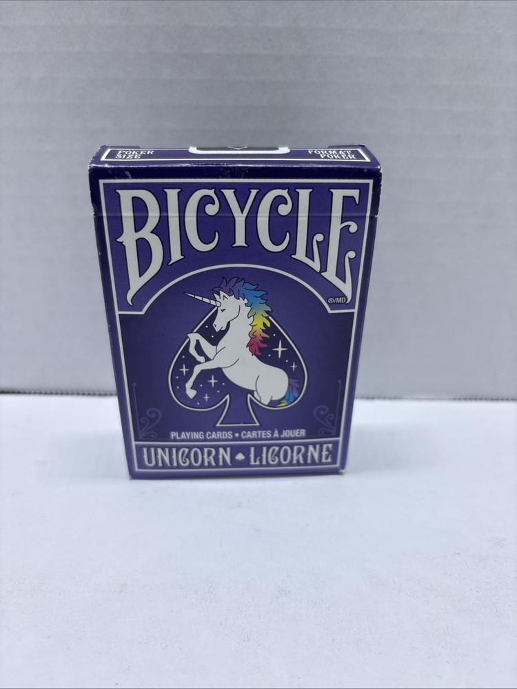 Purple Unicorn Bicycle Playing Cards with Cute Design