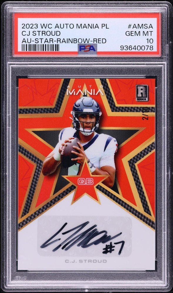 2023 Wild Card Mania Pro Look Star Rainbow Red CJ Stroud ROOKIE AUTO /10 PSA 10
