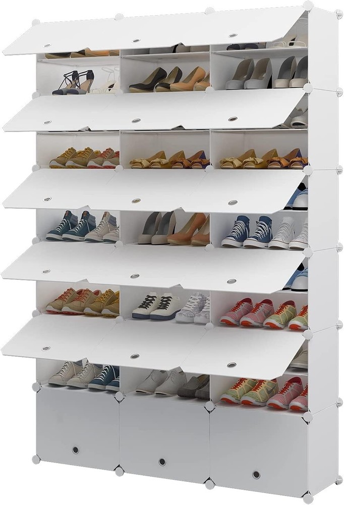 Portable 72-Pair Plastic Shoe Rack Organizer for Entryway Closet Storage
