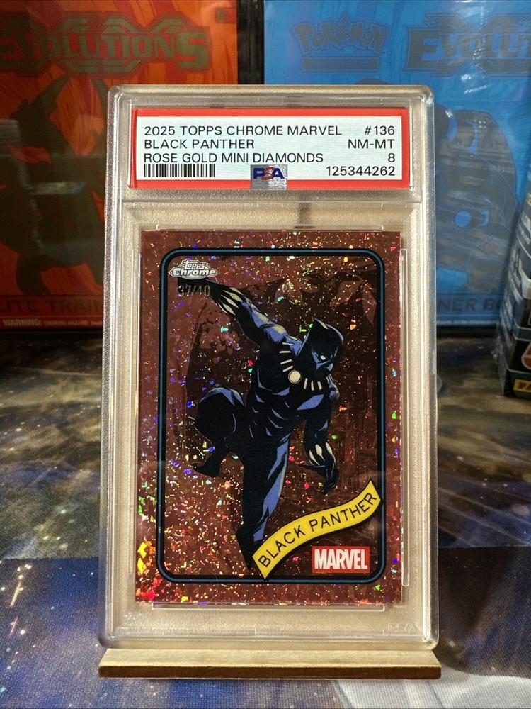 2025 Topps Marvel Chrome Black Panther No. 136 Rose Gold Mini Diamonds /40