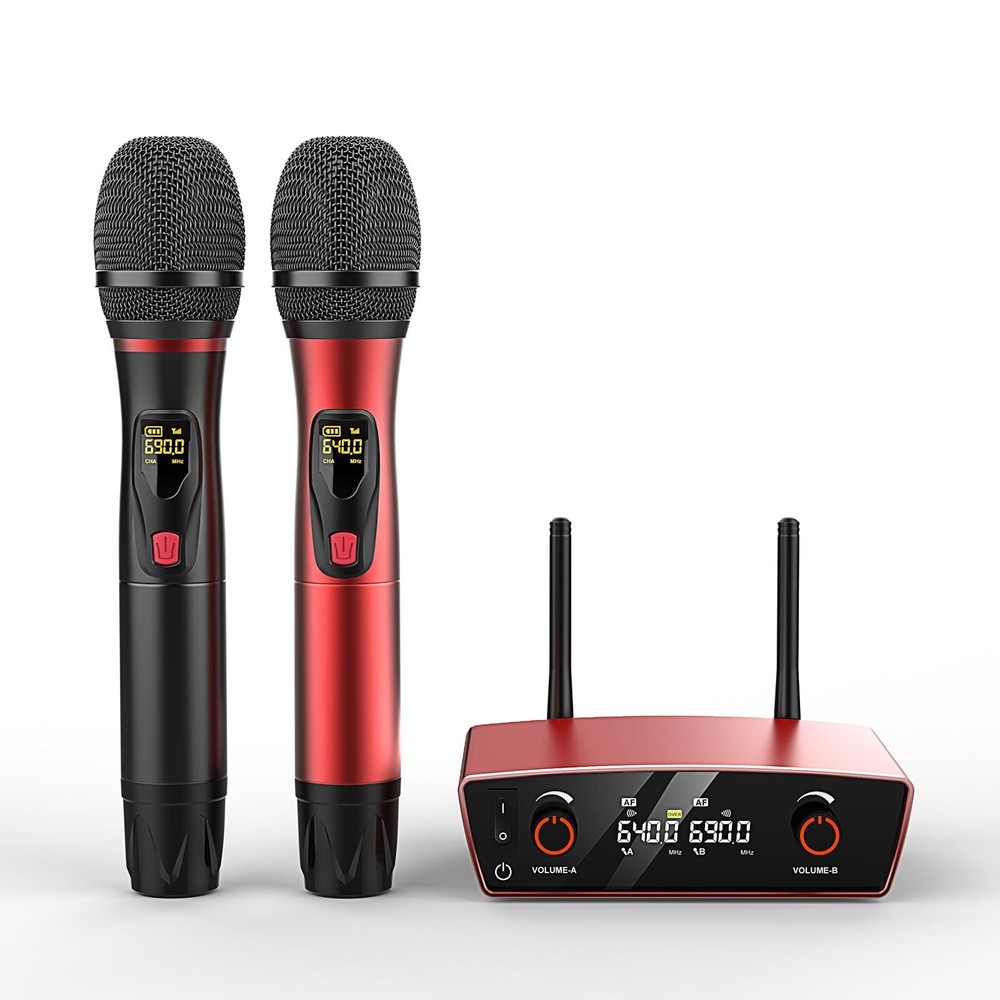 UHF Dual Wireless Karaoke Microphone System with 275ft Range