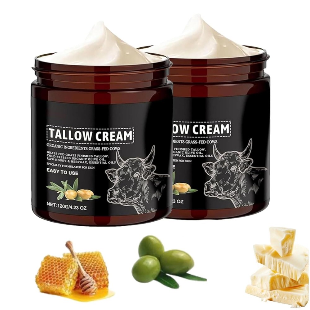 Organic Grass-Fed Whipped Beef Tallow & Honey Balm for Skin - 2PCS