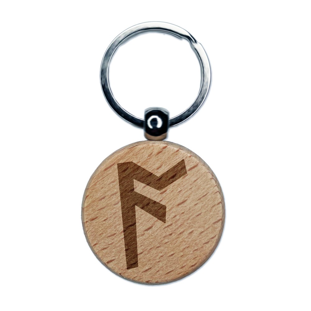 Norse Viking Dwarven Rune A Engraved Wooden Keychain Charm