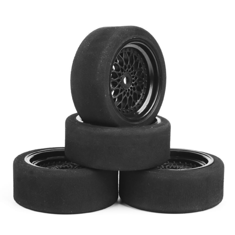 4Pcs 12mm Hex Foam Tires&Wheel Rims For HSP HPI Tamiya 1/10 RC Onroad Racing Car