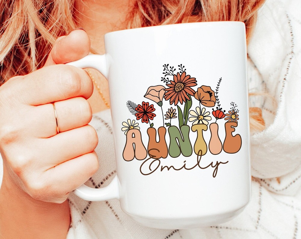 Wildflowers Mug For Auntie Personalized Auntie Mug Christmas Gift Custom Gift Fo