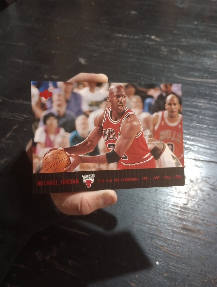 1997 Upper Deck MJ1 Michael Jordan 4X NBA Champion 5x3.5 Large Card