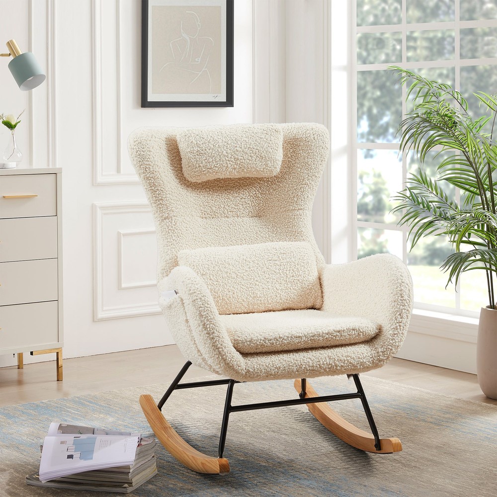 Modern High-Back Nursery Rocking Chair for Comfortable Nursing