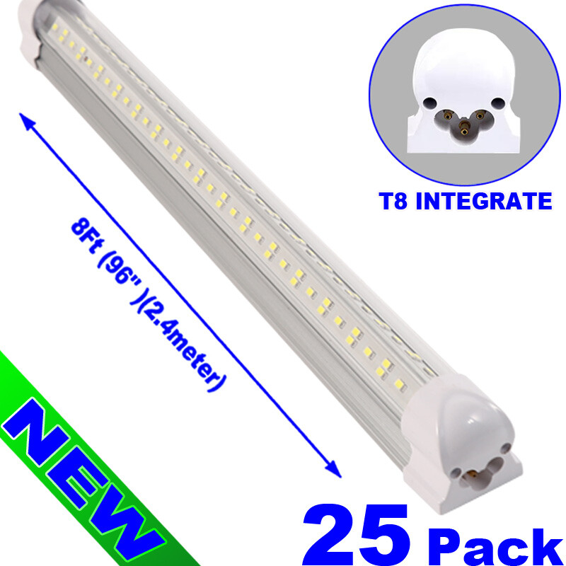25-PC T8 8Ft LED Tube Lights 144W 8Foot LED Shop Garage Warehouse Light Fixture