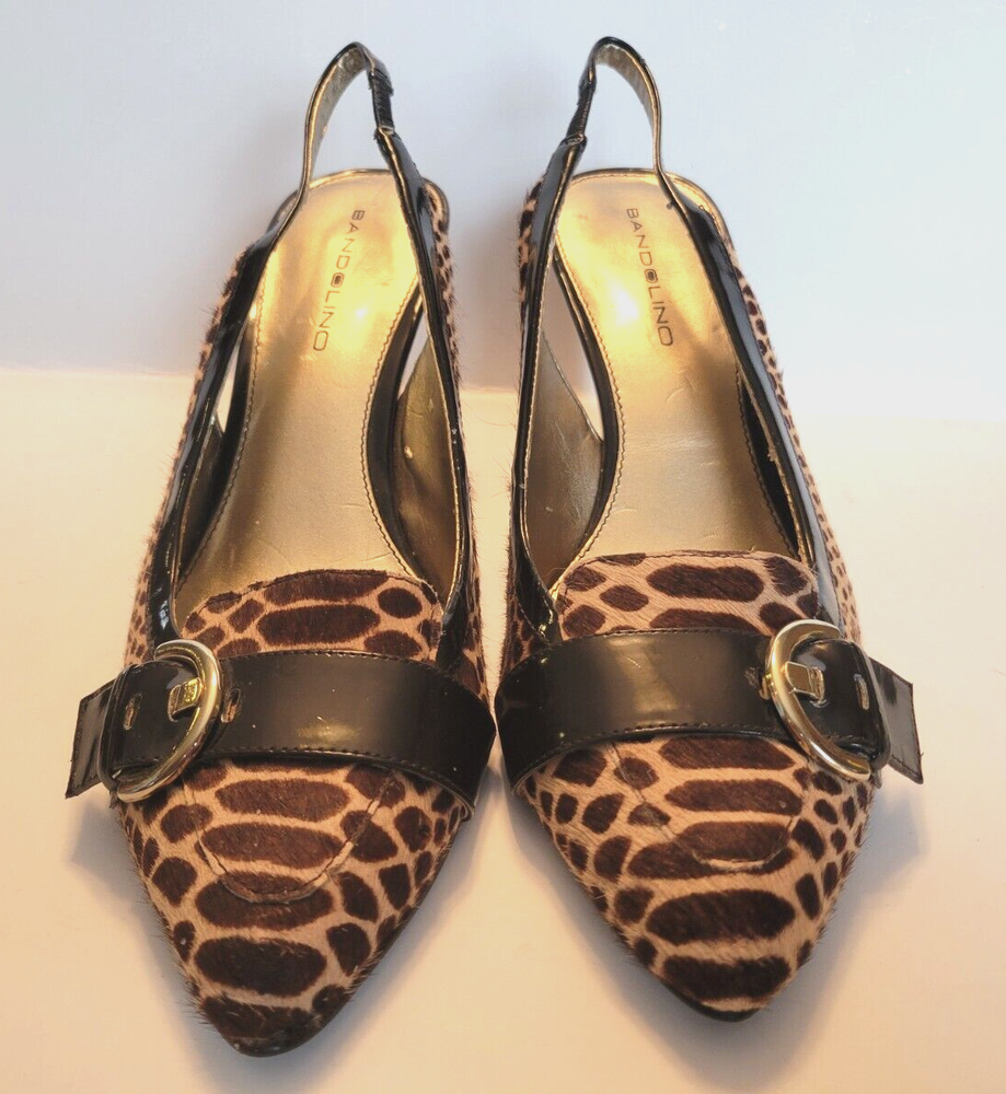 BANDOLINO Reptile Print Sling Back Heels Size 8M 3 in heels Calf Leather