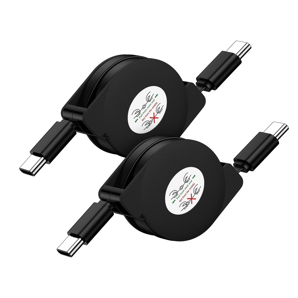 Retractable 3.3FT USB C to USB C Fast Charging Car Cable for Android Phones