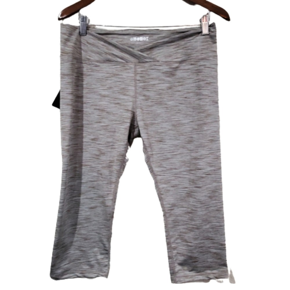 ODODOS XL Heathered Brown Beige Cropped Leggings for Workout Gym Women