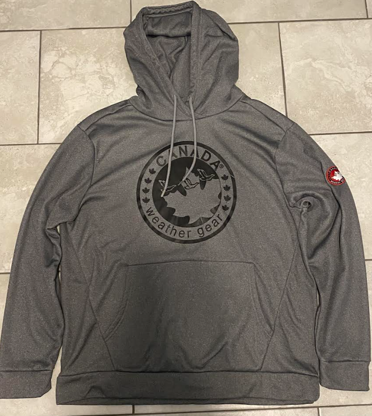 New Men’s Canada Weather Gear Logo Hoodie – Gray, Size Large