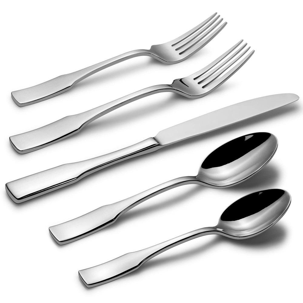 Kate 60-Piece Silverware Set Stainless Steel Flatware Set,Service for 12,Mirr...