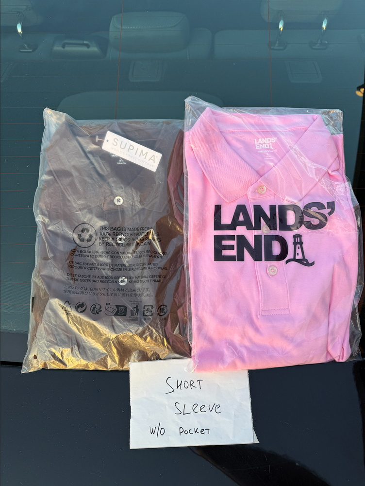 2 New Lands’ End Short Sleeve Polo Shirt – Men’s Large, Cotton Supima, Solid Col