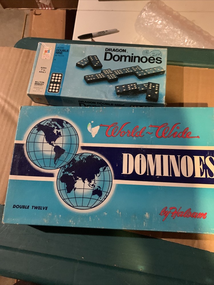 Vintage Dragon Dominoes Double Twelve HALSAM 91 Piece Set-image