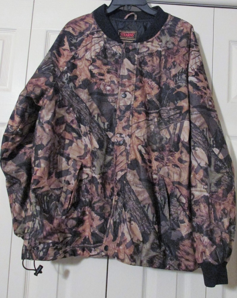 VTG Stearns Mossy Oak Camo Jacket Dry Wear Quilted Mens Medium Snap 90s