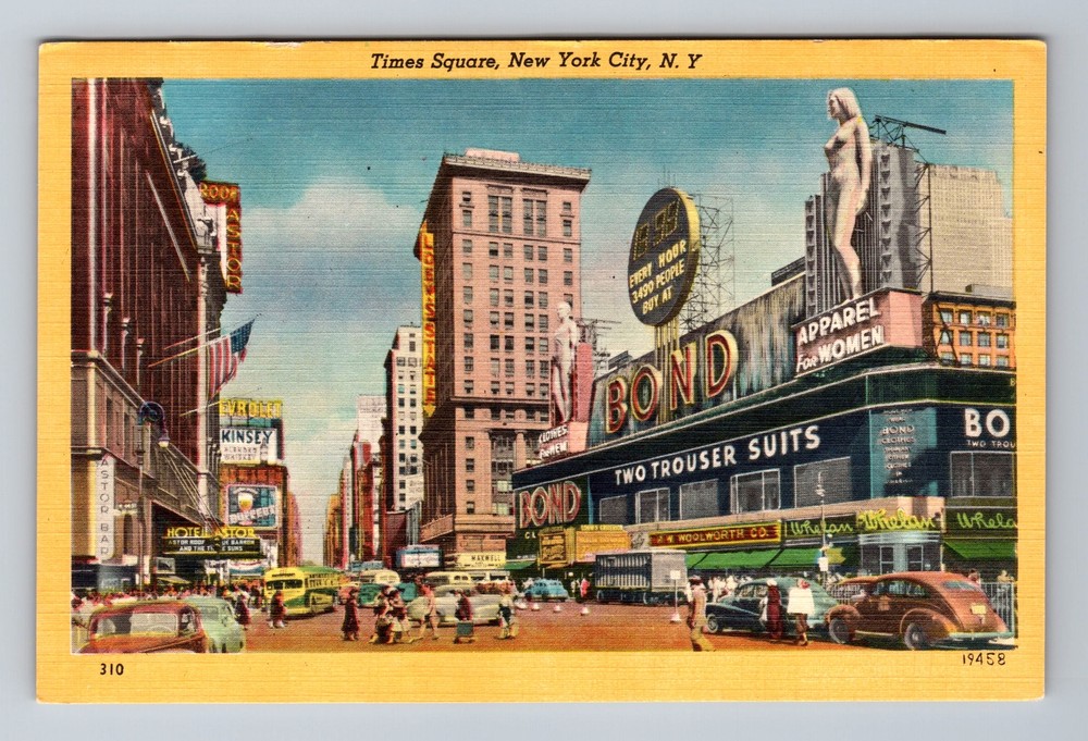 New York City NY, New York, Scenic Times Square, Souvenir, Vintage Postcard