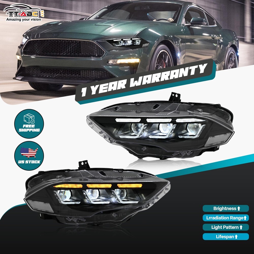 COOLDNA FULL LED Headlights Fit For Ford Mustang 2018-2023 W/Animation Assembly