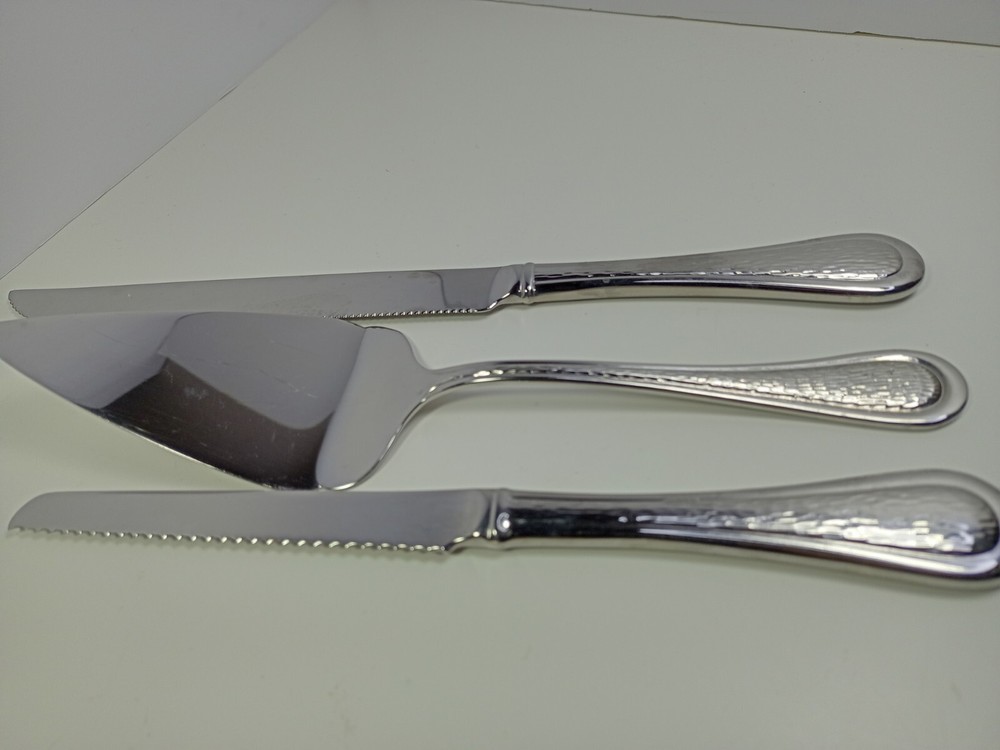 Lenox Barlowe Hammered 18/10 Stainless Steel Serveware Cake Pie Knives & Server