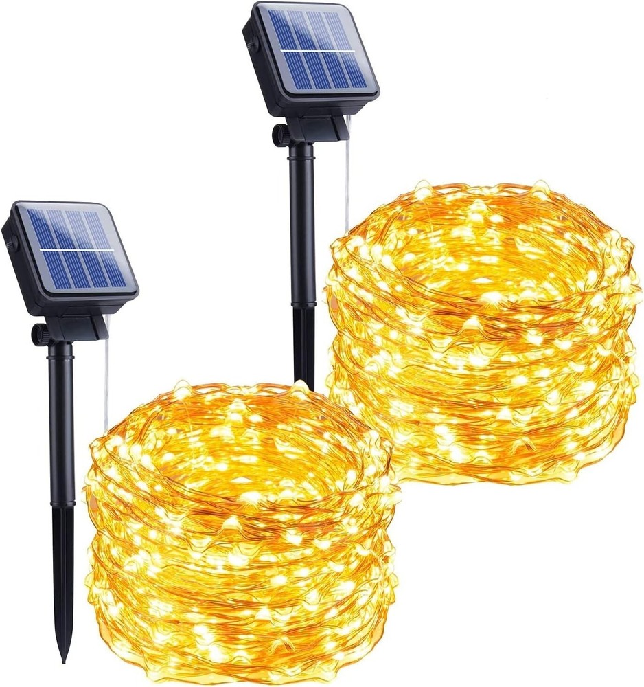 2Pack 10M 100 LED Solar Rope Tube String Fairy Lights Strip Waterproof Outdoor