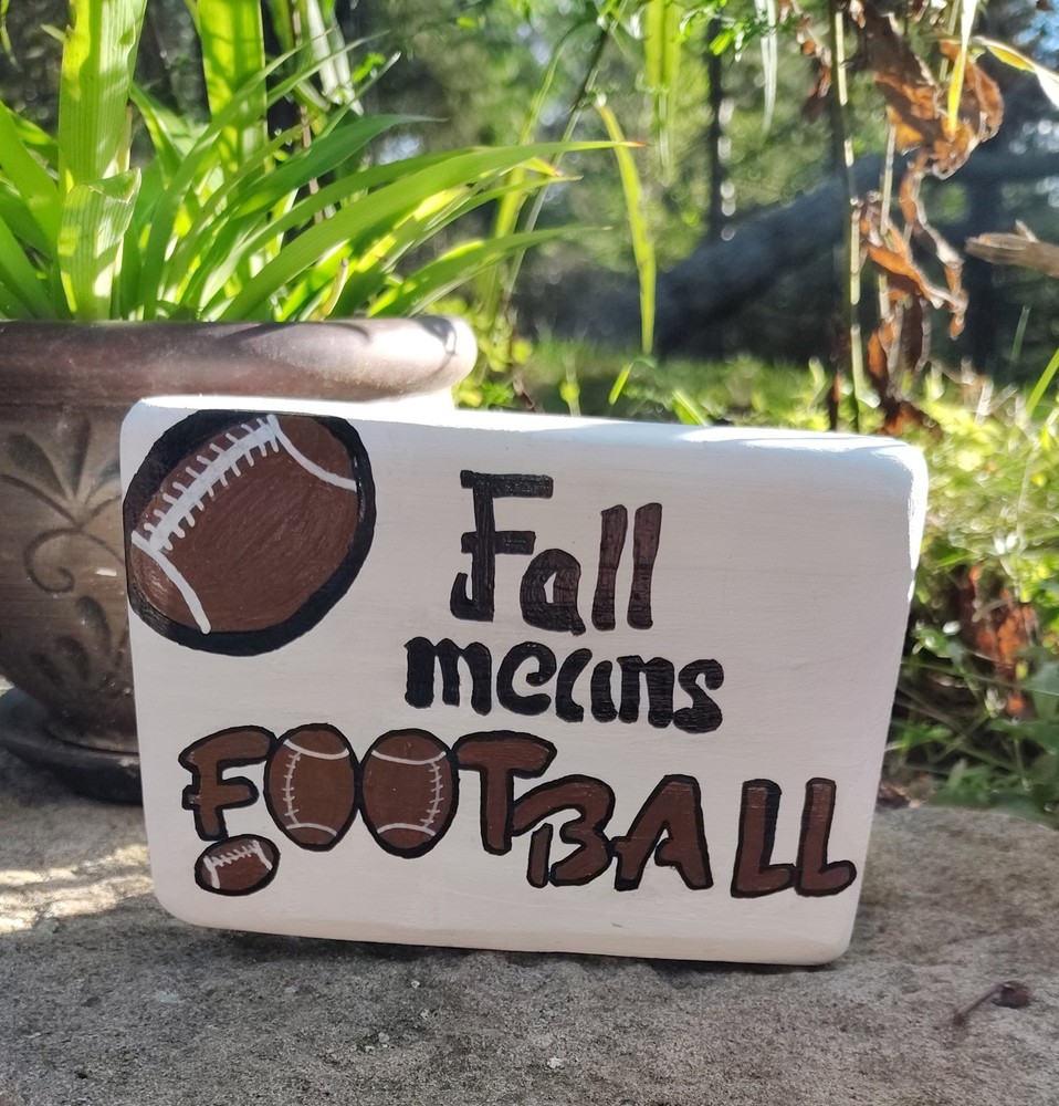 Fall Means Football Hand painted On Reclaimed Wood  Decor