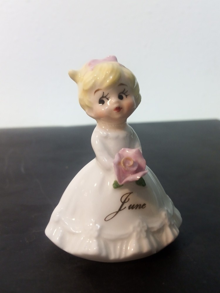 Vintage June LEFTON China Mini Flower Birthday Girl Figurine - 2