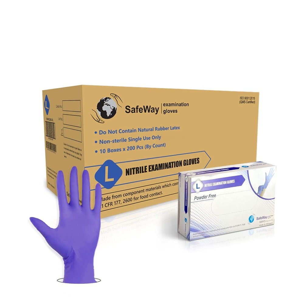 2000-Count Large Powder-Free Nitrile Gloves for All-Purpose Use
