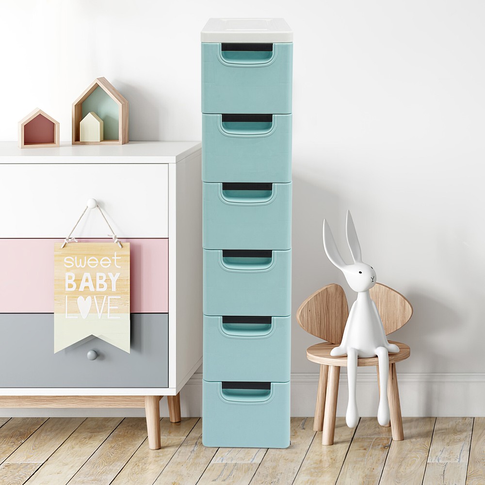 6-Drawer Narrow Storage Cabinet for Home or Office Organization