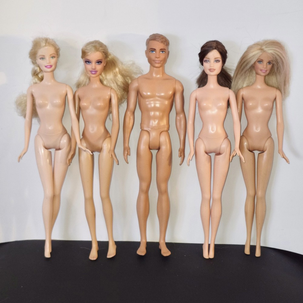 5pc Barbie/Ken Doll Lot - Mattel - POP Knee - Articulated- Nude - Mixed Lot