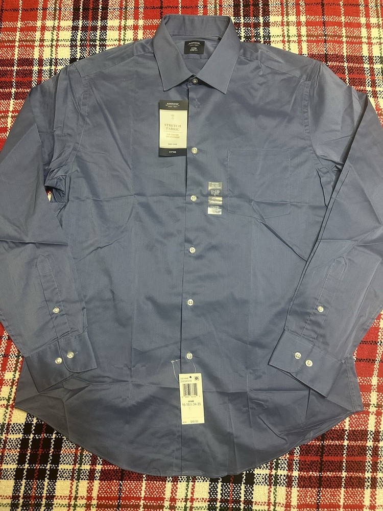 Arrow men's long-sleeve dress shirt spread collar & wrinkle-free Size Large NWT