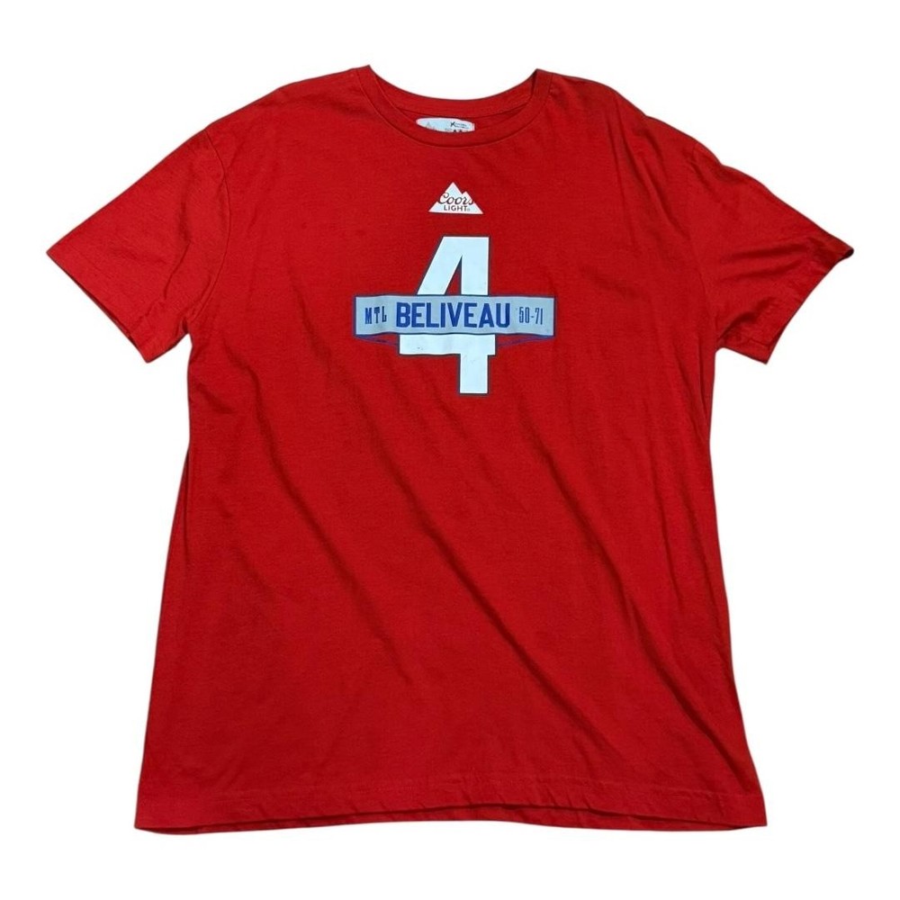 Montreal Canadiens Jean Beliveau 4 Hockey Tee Mens Large NHL Coors Light