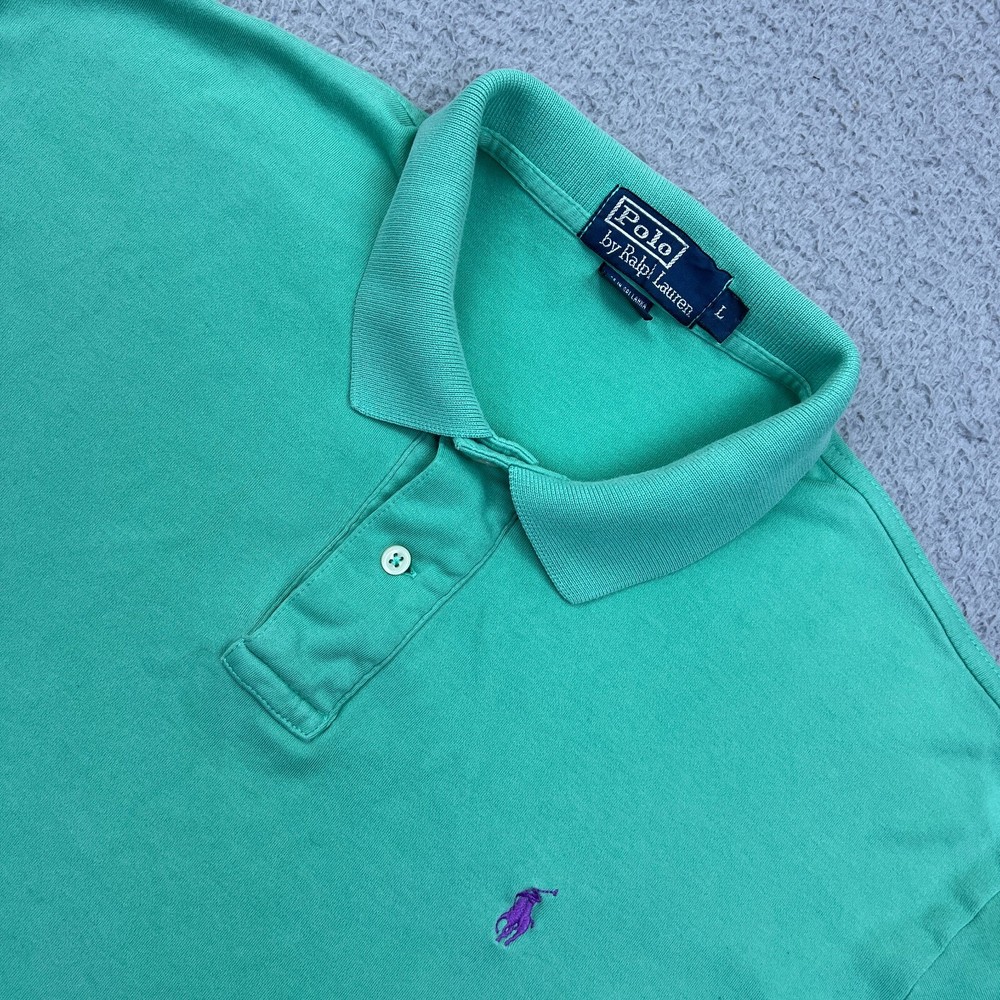 Polo Ralph Lauren Men's Shirt Large Teal Performance Polo Pony Short Sleeve